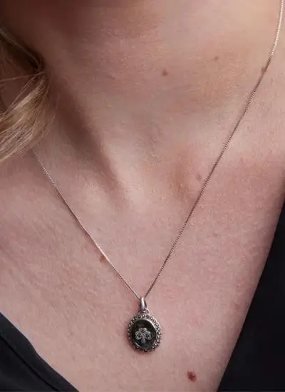 Sterling Silver & Connemara Marble Shamrock Pendant with Marcasite 